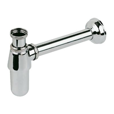 38mm Chrome Plated Brass Bottle Trap With Pipe And Wall Flange image