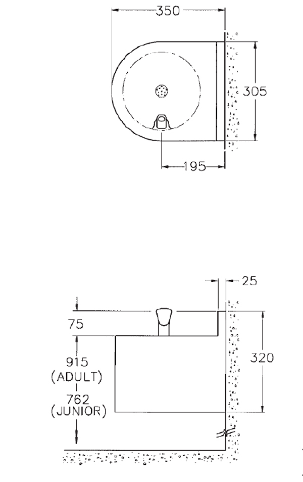 image of sizes of drinking fountain