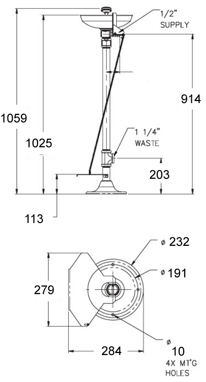 image of eye wash unit sizes