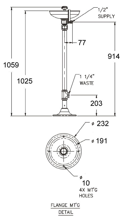 image of pedestal eye wash unit sizes