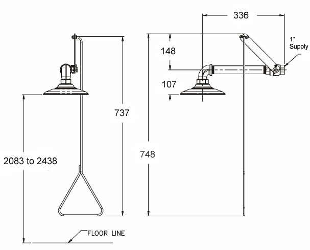 picture of emergency shower sizes