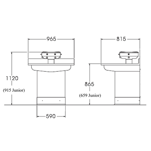 image of semi circular wash fountain dimensions
