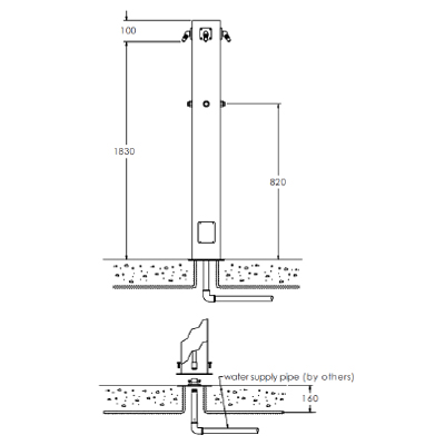beach shower dimensions