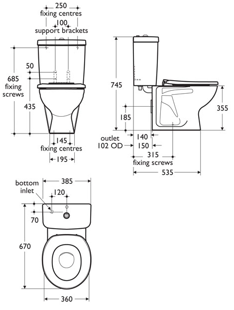 picture of junior height close coupled toilet sizes
