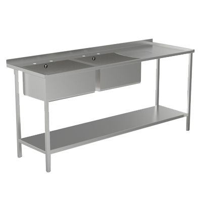 Double Bowl Single Drainer Catering Sink Unit image