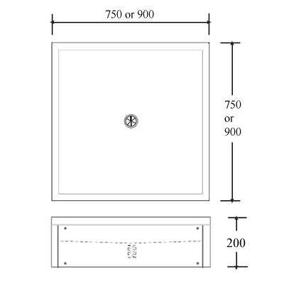 floor standing shower tray dimensions
