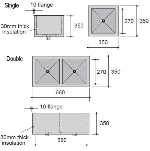 inset ice sink dimensions