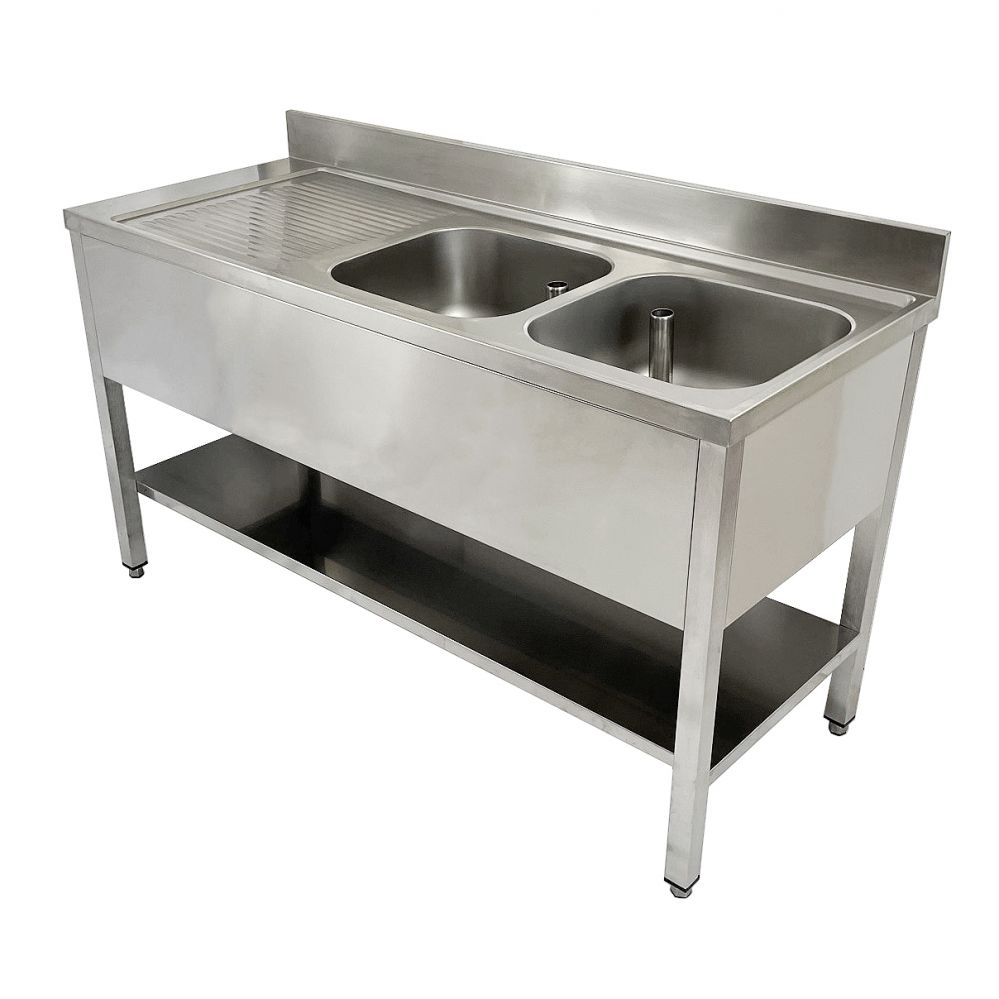 Catering Double Bowl Single Drainer On Frame 1500mm image