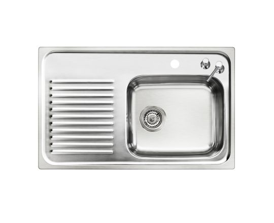 Small Single Bowl Sink With Drainer and Soap Dispenser