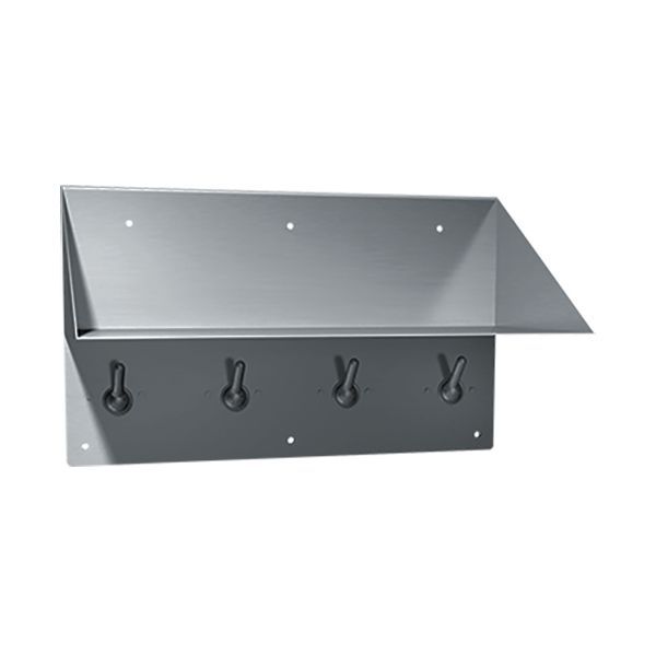 Stainless Steel Anti Ligature Shelf with Four Coat Hooks
