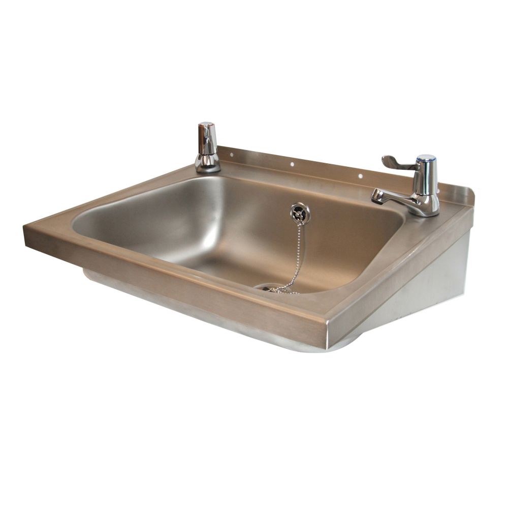 Stainless Steel Wash Hand Basin With Lever Taps