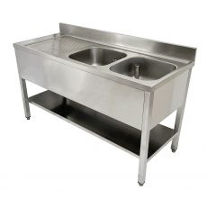 double bowl single drainer sink top with frame