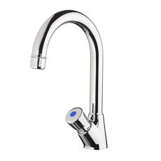 press button time flow swan neck tap