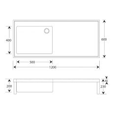 Model STA single bowl single drainer dimensions