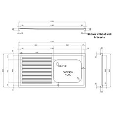 STA sink top detailed dimensions