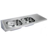 double bowl single drainer hospital sink