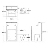 cell toilet dimensions