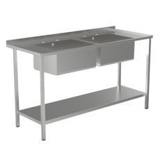 double bowl sink on frame