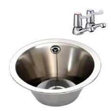340mm diameter wash bowl with lever taps