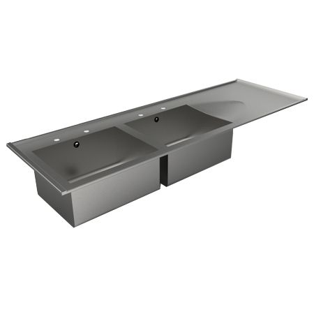 Inset Double Bowl Single Drainer Catering Sink Tops image