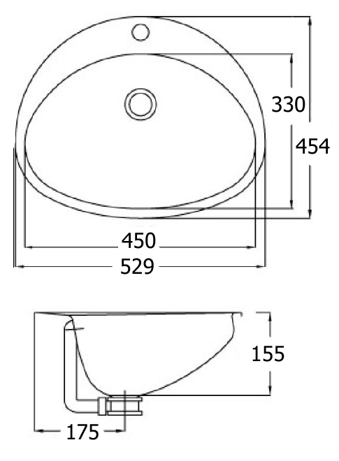 stainless steel oval inset wash basin
