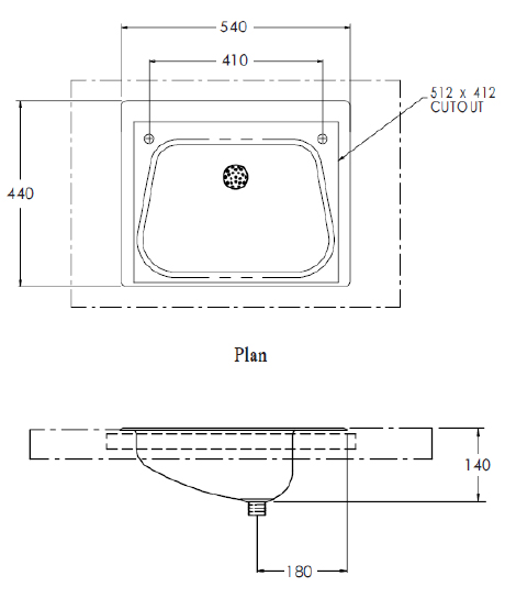 image of stainless steel inset basin dimensions