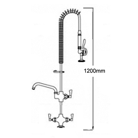 catering pre rinse mono with pot filler dimensions