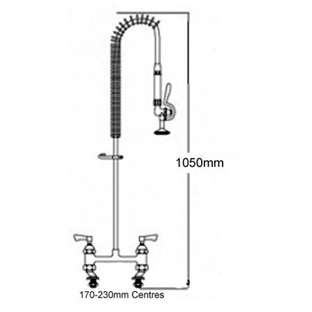 catering pre rinse twin pedestal dimensions