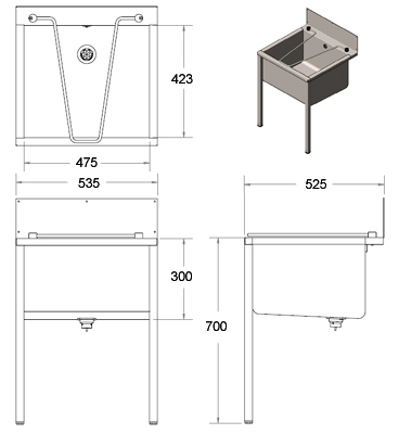 large cleaners sink dimensions