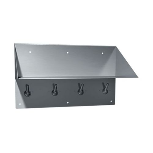 Stainless Steel Anti Ligature Shelf with Four Coat Hooks image