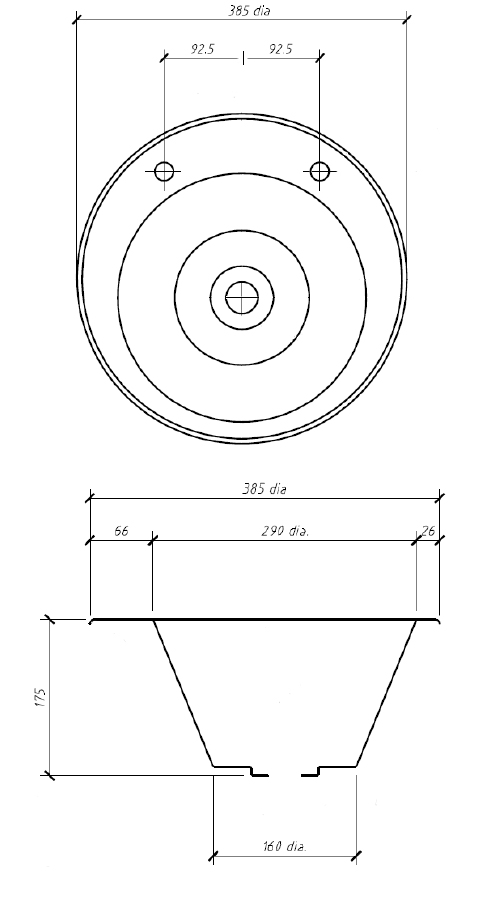 picture of inset basin dimenensions
